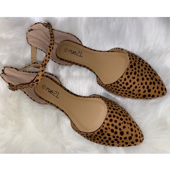 NWOT Rue21 Cheetah Print Ankle Strap D’Orsay Flats - Picture 2 of 4